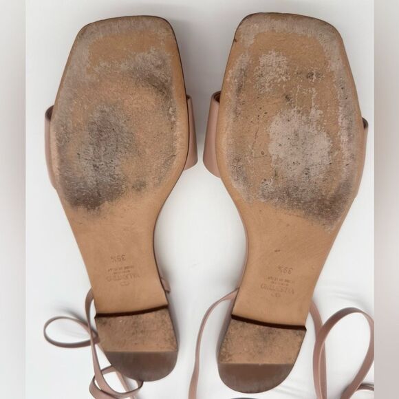 Valentino Garavani One Stud Gladiator Ankle Tie Wrap Flat Sandals Poudre EU 39.5 - Picture 7 of 12